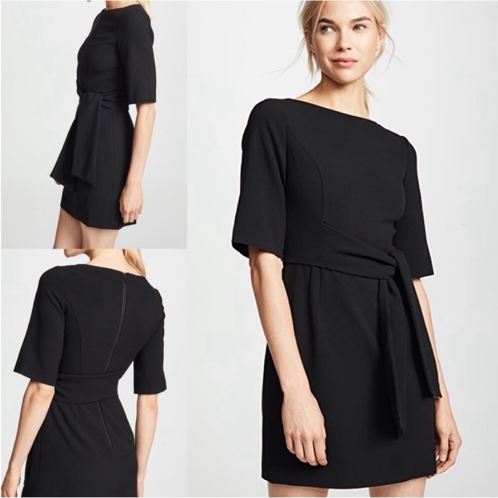 Alice + Olivia Virgil Belted Mini Dress Size 4 Black Formal Career Office Short
